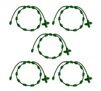 HJYZY 10 pcs Pulsera Decenario Knotted with Woven Cross Adjustable Rosary Cross Bracelet - Multiple Colour Suitable for men and women (Green)