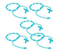 HJYZY 10 pcs Pulsera Decenario Knotted with Woven Cross Adjustable Rosary Cross Bracelet - Multiple Colour Suitable for men and women (Pale Blue)