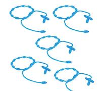 HJYZY 10 pcs Pulsera Decenario Knotted with Woven Cross Adjustable Rosary Cross Bracelet - Multiple Colour Suitable for men and women (Lake Blue)