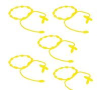 HJYZY 10 pcs Pulsera Decenario Knotted with Woven Cross Adjustable Rosary Cross Bracelet - Multiple Colour Suitable for men and women (Fluorescent Yellow)