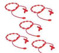 HJYZY 10 pcs Pulsera Decenario Knotted with Woven Cross Adjustable Rosary Cross Bracelet - Multiple Colour Suitable for men and women (Red)