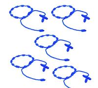 HJYZY 10 pcs Pulsera Decenario Knotted with Woven Cross Adjustable Rosary Cross Bracelet - Multiple Colour Suitable for men and women (Royal Blue)