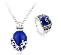 HJYZY 12 pcs The Vampire Diaries Daywalking Katherine Sapphire Crystal Pendant Necklaces Sticker Daylight Walking Signet Caroline's Ring Set