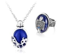 HJYZY 12 pcs The Vampire Diaries Daywalking Katherine Sapphire Crystal Pendant Necklaces Sticker Daylight Walking Signet Damon's Ring Set