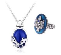 HJYZY 12 pcs The Vampire Diaries Daywalking Katherine Sapphire Crystal Pendant Necklaces Sticker Stefan Inspired Family Signet Crest Daylight Ring Set