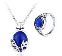 HJYZY 12 pcs The Vampire Diaries Daywalking Katherine Sapphire Crystal Pendant Necklaces Sticker Vampire Family Ring Klaus Mikaelson's Ring for Fans, Silver