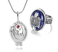 HJYZY 12 pcs The Vampire Diaries Jewelry Sticker Elena Gilbert Opening Vervain Locket Pendant Necklace Vintage Damon/Stefan Salvatore Sun Family Vampire Diaries Crest Rings, silver