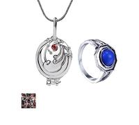 HJYZY 12 pcs The Vampire Diaries Jewelry Sticker Elena Gilbert Opening Vervain Locket Pendant Necklace Vampire Family Ring Klaus Mikaelson's Ring Jewelry Set Cosplay for Fans