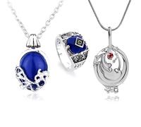 HJYZY 13 pcs The Vampire Diaries Jewelry Sticker Daywalking Katherine Sapphire Necklace Elena Gilbert Opening Vervain Locket Pendant Necklace Daylight Walking Signet Caroline's Ring