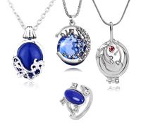HJYZY 14 pcs The Vampire Diaries Jewelry Sticker Daywalking Katherine Sapphire Elena Gilbert Opening Vervain Locket Galaxy & Crescent Cosmic Moon Pendant Necklace Sapphire Crystal Daylight Ring