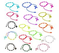 HJYZY 16 pcs Rosary Cross Bracelet Pulsera Decenario Knotted with Woven Cross