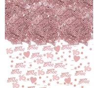 HJYZY 1650 pcs Happy Birthday Rose Gold Confetti 1/13/16/18/20/21/30/40/50/60/70/80/90 Digital Decorative Confetti Heart Confetti Perfect for Table Decorations, Party Supplies (18)