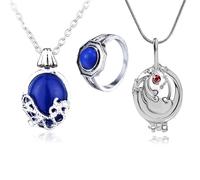 HJYZY 3 pcs Cosplay Daywalking Katherine Sapphire Necklace Elena Opening Vervain Locket Pendant Vampire Family Ring for fans