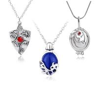HJYZY 33 pcs Vampire Diaries Jewelry Sticker Daywalking Katherine Sapphire Elena Gilbert Opening Vervain Locket Necklace Bennett Bonnie Antique Silver Amulet Necklace