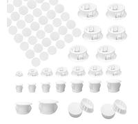 HJYZY 5/6/8/10/13/14/16/19/20/22mm Plastic Hole Plug Button Top Blanking Drilling Cover Caps Plugs for Chair Cabinet Cupboard Shelf 21mm Self-Adhesive Screw Covers Caps Dustproof Sticker White 154 pcs