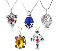 HJYZY 5 pcs Vampire Diaries Jewelry Daywalking Katherine Sapphire Elena Gilbert Opening Vervain Locket Bonnie Necklace Vampire Ankh Pendant Necklace Jewelry Set Cosplay for Fans