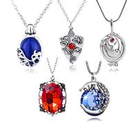 HJYZY 5 pcs Vampire Diaries Jewelry Daywalking Katherine Sapphire Elena Gilbert Opening Vervain Locket Necklace Galaxy & Crescent Cosmic Moon and Bonnie Pendant Necklace