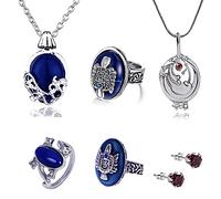 HJYZY 6 pcs The Vampire Diaries Elena Daylight Walking Signet Damon's Ring Gilbert Opening Vervain Locket Pendant Necklace Daywalking Katherine Necklace Earrings Set