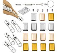 HJYZY 61 PCS Rectangle Zipper Stoppers, Y Teeth Long Zippers, DIY Craft Accessories in Golden/Silver/Bronze