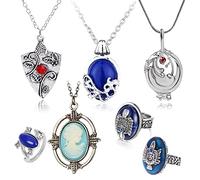 HJYZY 7 pcs Cosplay Vampire Jewelry Set Daywalking Katherine Sapphire Elena Opening Vervain Locket Charm Pendant Necklace Damon Stefan finger Family Crest Ring