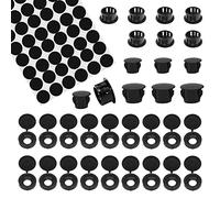 HJYZY Black Hinged Screw Cover Caps,8mm/10mm Plastic Hole Plugs for Holes Cabinet Hole Plugs Screw Hole 21mm Self-Adhesive Screw Covers Caps Dustproof Sticker 194 pcs