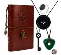 HJYZY Ccoralime Jewelry Set Button Eyes Glasses Key Stone Necklace Anime Ring Leather Writing Journal Notebook with Stickers 15 Pcs