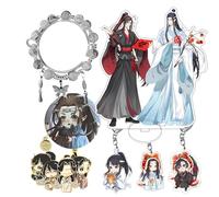 HJYZY Grandmaster of Demonic Cultivation Bracelet LAN Wangji Figure Stand Decoration Mo Dao Zu Shi Bookmark Acrylic Keychains Aime Badge Sets with Stickers 17 Pcs