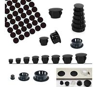HJYZY Hole Plugs Plastic 5mm/6mm/8mm/10mm/16mm/18mm/20mm/22mm Plastic Hole Plugs for Holes Cabinet Hole Plugs Black 21mm Self-Adhesive Screw Covers Caps 154pcs