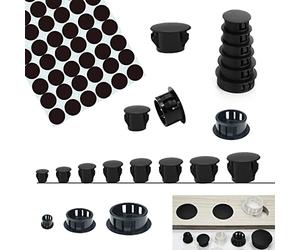 HJYZY Hole Plugs Plastic 5mm/6mm/8mm/10mm/16mm/18mm/20mm/22mm Plastic Hole Plugs for Holes Cabinet Hole Plugs Black 21mm Self-Adhesive Screw Covers Caps 154pcs
