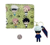 HJYZY Satoru Go-jo Bifold Wallet Anime Jewelry Set Jujutsu K. Keychains Cosplay Accessory with Stickers 12 Pcs