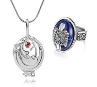 HJYZY The Vampire Jewelry Opening Vervain Locket Pendant Daylight Walking Signet Damon's Ring Cosplay Elena Necklace for Fans with Stickers 12 pcs