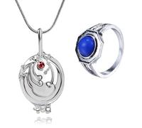 HJYZY The Vampire Jewelry Sticker Set Elena Gilbert Opening Vervain Locket Pendant Necklace Klaus Family Ring Cosplay for Fans Total 12 pcs