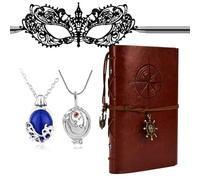 HJYZY Vampire Katherine Cosplay Costume jewelry Accessory Masquerade Mask for Women Elena Diary Notebook Stefan Family Crest Necklace 4 Pcs