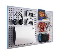 HJZALMI Pegboard Kit Wall Organizer Panels, Controller And Keyboard Holder Wall Mount, Modular Gaming Pegboard With Accessories For Home Garage Tool Storage(White,80x50cm(31.5x19.7in))