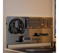 HJZALMI Stainless Steel PegBoard, Perforated Board Combination Kit, Pegboards And Accessories Modular Hanging Tool Storage System For Gaming Setup Storage(Black-A,40x80cm(15.7x31.5in))