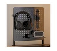 HJZALMI Stainless Steel PegBoard, Perforated Board Combination Kit, Pegboards And Accessories Modular Hanging Tool Storage System For Gaming Setup Storage(Black-A,40x40cm(15.7x15.7in))
