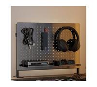HJZALMI Stainless Steel PegBoard, Perforated Board Combination Kit, Pegboards And Accessories Modular Hanging Tool Storage System For Gaming Setup Storage(Black,40x60cm(15.7x23.6in))