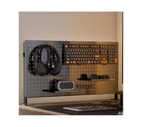 HJZALMI Stainless Steel PegBoard, Perforated Board Combination Kit, Pegboards And Accessories Modular Hanging Tool Storage System For Gaming Setup Storage(Black,40x80cm(15.7x31.5in))