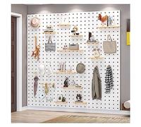 HJZALMI Wall Pegboard, Easy Installation Kitchen Hole Boards, 12mm Thick Wooden Pegboard, Workshop Organisation Hole Wall Board, For Craft Room Workbench(White,40x60cm)