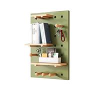 HJZALMI Wooden Pegboard Shelf,Supports Cutting And Customized Wall Storage Rack,Wooden Pegboard Display Rack,Suitable For Living Room, Bedroom, Office, Garage(Green,40x60x1.8cm)