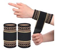 HJZHII 1 Pair Copper Wrist Compression Brace, Elastic Wrist Support Sleeve Sports Hand Wristlet Wrap for Women Men Gym Fitness, Workout, Typing, Weightlifting, Yoga(Medium)