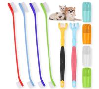 HJZHII 10 Pack Dog Tooth Brushing Kit, 360 Degree Pet Dog Toothbrush | 2 Triple Head Pet Toothbrushes 4 Finger Toothbrush 4 Double Head Dental Cleaning Brushes for Dog Cat Oral Dental Health