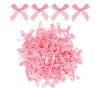 HJZHII 100 Pieces Tiny Bows, Mini Pink Bows Satin Fabric Bow Gift Small Ribbon Bow DIY Wrapping Premade Bow for Treat Bags Cake Pops Candy Wedding Favors Bridal Shower Christmas Decor(Pink)