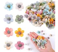 HJZHII 100Pcs Mini Faux Flower for Crafts, Small Artificial Silk Flower 20mm Fake Flowers Head Multicolor Fabric Flowers for DIY Garland Home Wedding Party Decoration