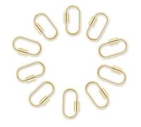 HJZHII 10pcs Screw Carabiner Lock Charms, Golden Necklace Lock Clip Keychain Clip Hook Metal Oval Keyring Holder Clasp for DIY Necklace Bracelets Jewelry Making(Gold)