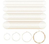 HJZHII 120 Pcs Earring Beading Hoops, 20mm 25mm 30mm 35mm Earring Making Hoops Round Hoop Earrings Findings Gold Open Earring Wire Ring for Jewelry Crafts Making