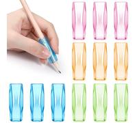 HJZHII 12PCS Transparent Silicone Grippers for Pencil with 3 Concaves, Multicolour Comfort Grip for Pencil Pen Ergonomic Writing Aid for Adult Student Writing Drawing Stylus