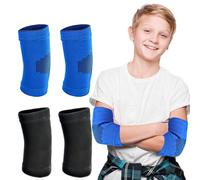 HJZHII 2 Pairs Kids Elbow Compression Sleeve, Elbow Brace Nylon Knit Compression Arm Sleeve, Youth Gym Forearm Support Band Elbows Pads for Weightlifting Volleyball Sports Boys Girls Teen