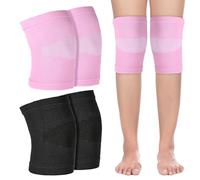 HJZHII 2 Pairs Kids Knee Sleeve, Knee Brace, Youth Knee Compression Sleeve Child Knee Pads Children Knee Support Boys & Girls for Volleyball Basketball Gymnastics Sports (Pink,Black, L)