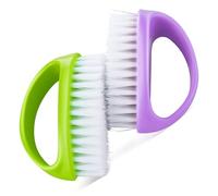 HJZHII 2 Pcs Hand and Nail Brush, Heavy Duty Scrub Clean Brushes with Nylon Bristles for Cleaning Soft Stiff Fingernails Fingers Toes and Nails Men Women (Green, Purple)